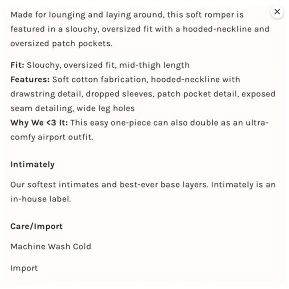 Free People Intimately Just Be Chill Romper Women XS Black Hooded Big Pockets - Picture 13 of 14